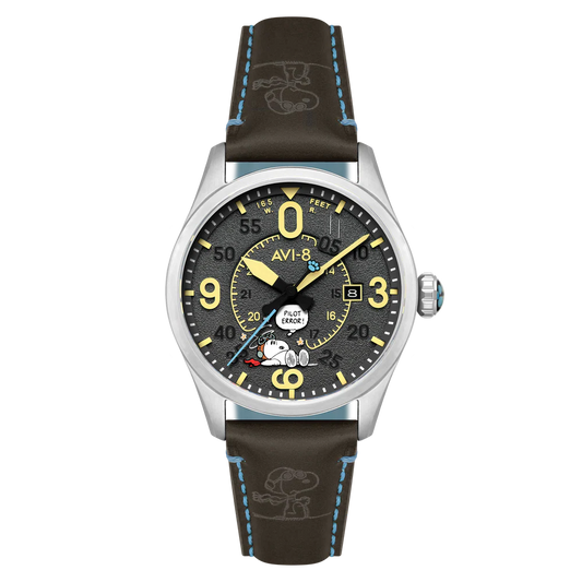 Montre Avi-8 Spitfire Smith Automatic Snoopy Peanuts Flying Ace Pilot Error Cloudy Confusion