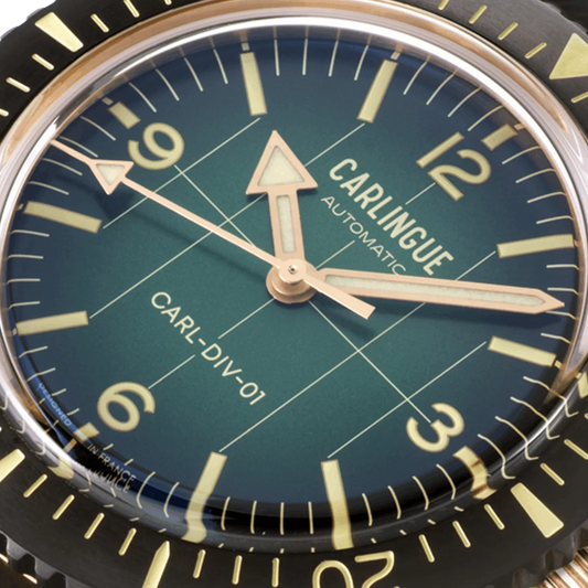Montre CARLINGUE Diver 01 Bronze Et Vert CT-001-A