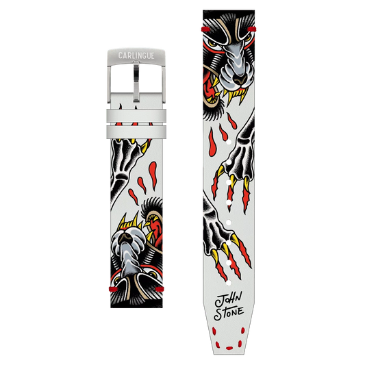 Bracelet Montre CARLINGUE Cuir Imprimé - Gray Wolf Tattoo X J. Stone GRAYWOLF18