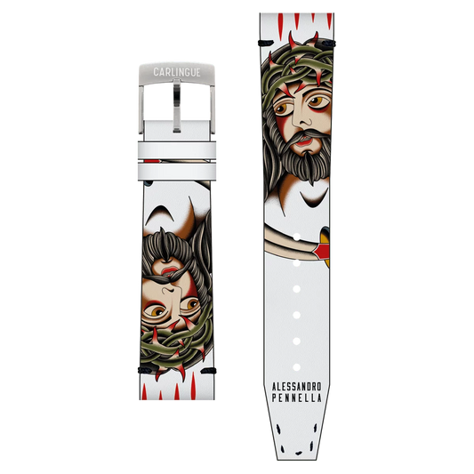 Bracelet Montre CARLINGUE Cuir Imprimé - Cristo Tattoo X A. Pennella CRISTO20