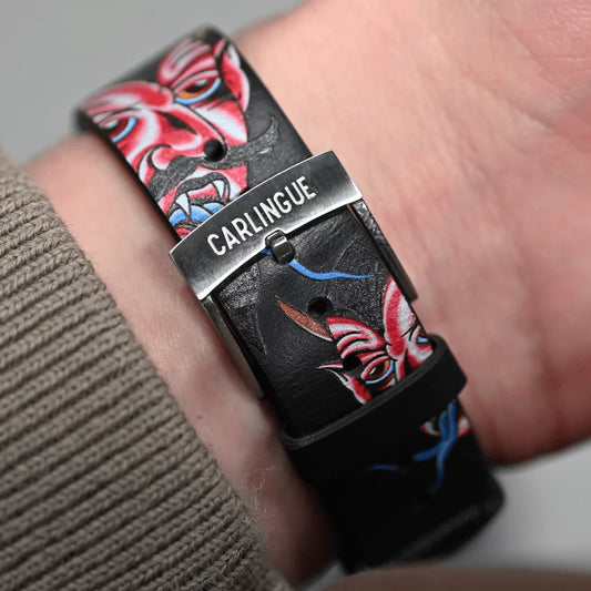 Bracelet Montre CARLINGUE cuir imprimé - Il Diavolo Tattoo X A. PENNELLA DIAVOLO20