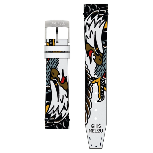 Bracelet Montre CARLINGUE cuir imprimé - Old School Eagle Tattoo X Ghis Melou EAGLE20