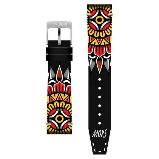 Bracelet Montre CARLINGUE cuir imprimé - Mandala Tattoo X Mors MANDALA20