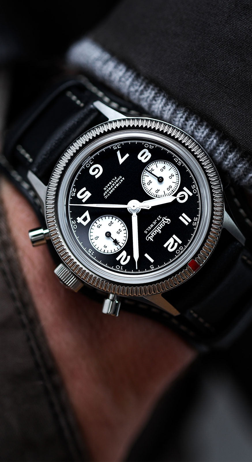 Montre Hanhart 417 ES 1954 Flyback Reverse Panda 39mm H701.211-7010