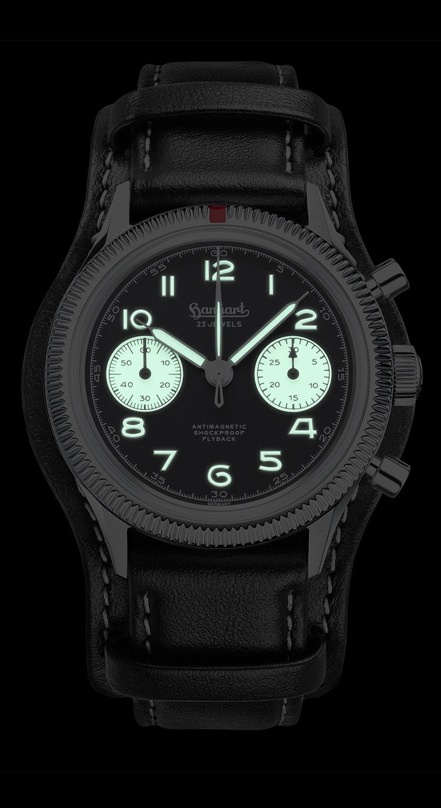 Montre Hanhart 417 ES 1954 Flyback Reverse Panda 39mm H701.211-7010
