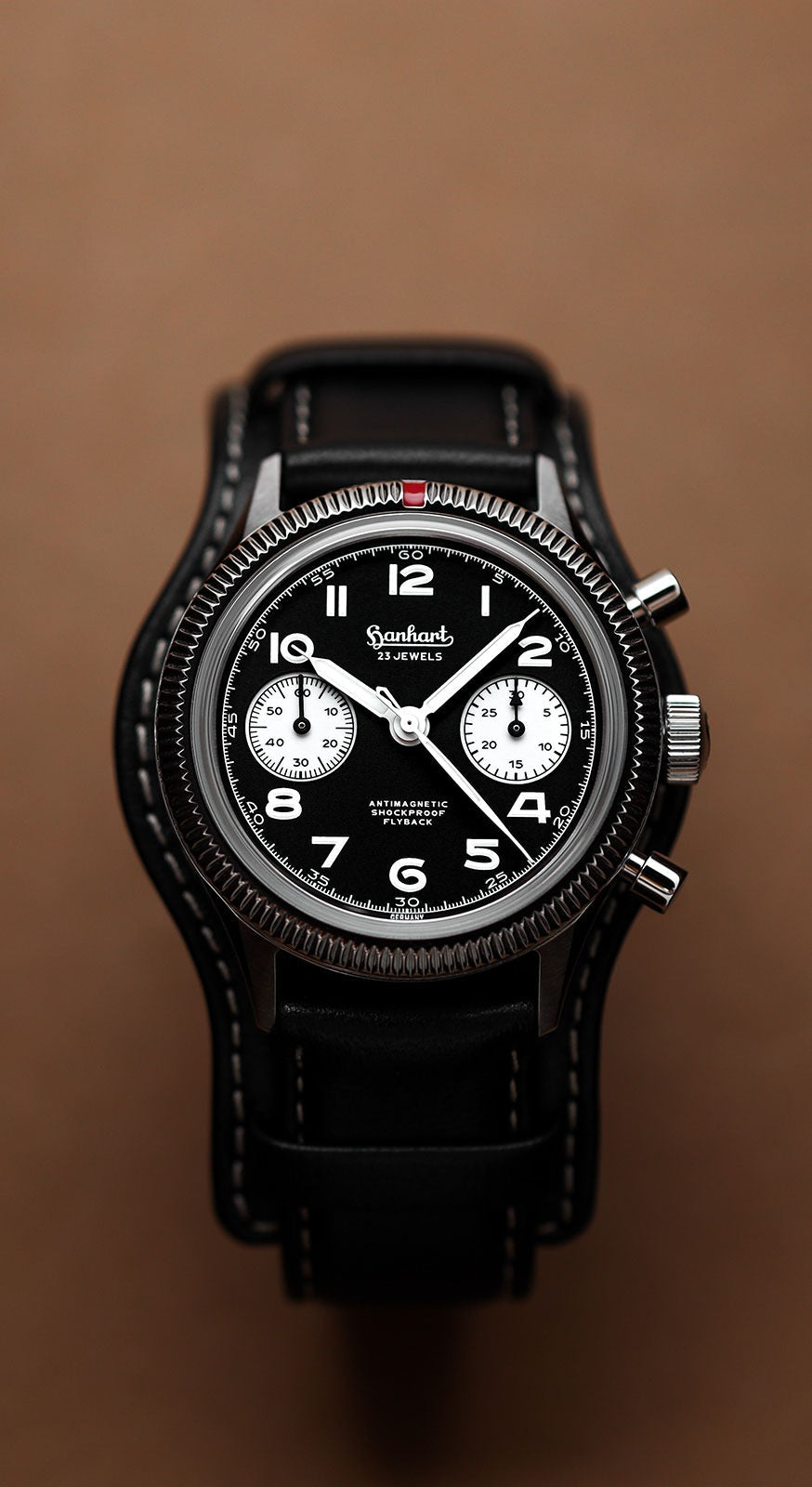Montre Hanhart 417 ES 1954 Flyback Reverse Panda 39mm H701.211-7010