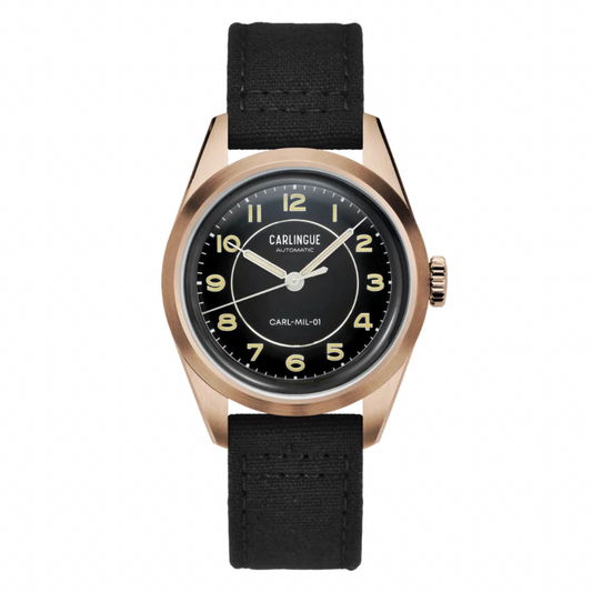 Montre CARLINGUE Military 01 Noir PVD Or Rose CT-003-B-RG