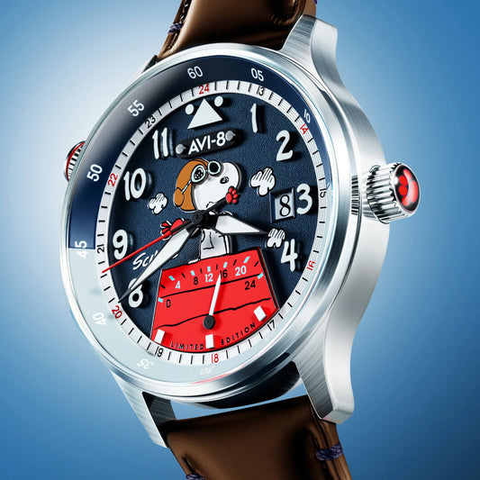 Montre AVI-8 Hawker Hurricane McKellar Dual Time Peanuts Snoopy Flying Ace AV-4151-04