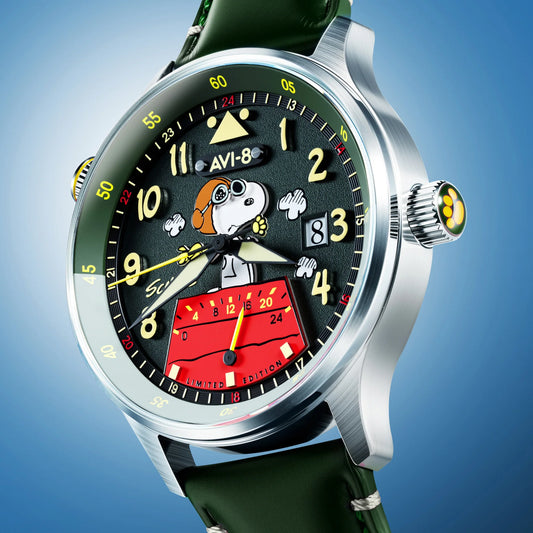 Montre AVI-8 Hawker Hurricane McKellar Dual Time Peanuts Snoopy Flying Ace AV-4151-05