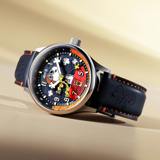 Montre AVI-8 Hawker Hurricane Kent Peanuts Snoopy Flying GMT Sketchbook Blue AV-4136-02