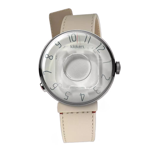 Montre Klokers KLOK 08 MINIM white Ø39  + bracelet offert cuir caramel