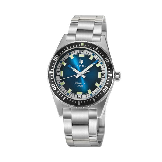 Montre LIP Nautic 3 Quartz 671863 avec cadran bleu océan