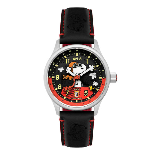 Montre AVI-8 Hawker Hurricane Kent Peanuts Snoopy Flying GMT Doghouse Red AV-4136-01