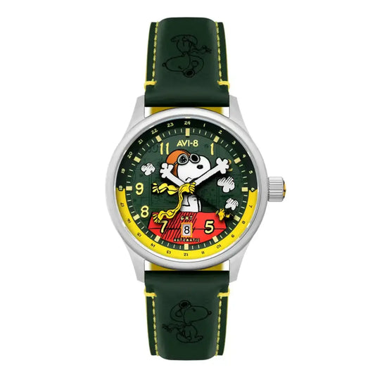 Montre AVI-8 Hawker Hurricane Kent Peanuts Snoopy Flying GMT Winter Green AV-4136-04