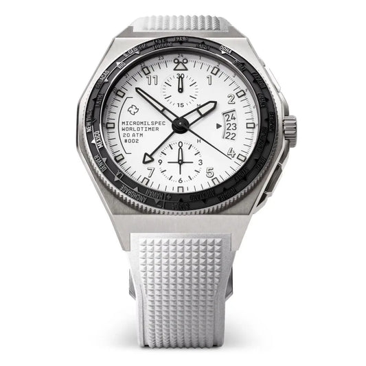 Montre Micromilspec WorldTimer Pilot White Dial