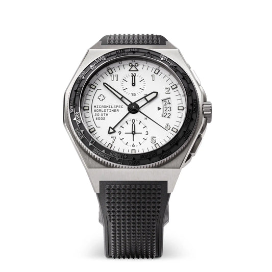 Montre Micromilspec WorldTimer Pilot White Dial