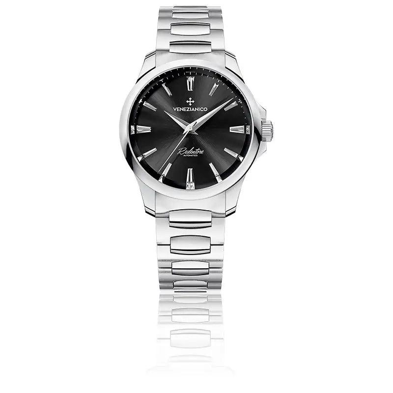 Montre Homme Vetania Automatique - Cadran Noir, Boîtier Acier, étanche 200m, Mouvement Suisse