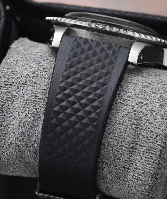 Bracelet Montre Delugs CTS Caoutchouc Gaufré Noir