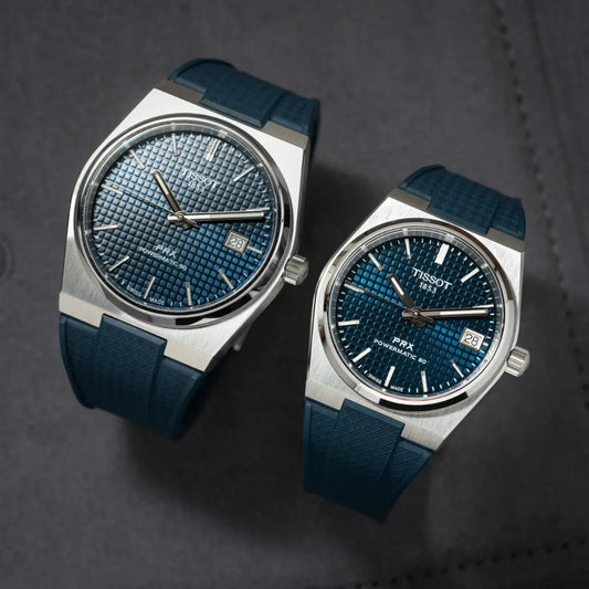 Bracelet Montre Delugs Caoutchouc CTS Bleu Marine Tissot PRX 40 mm