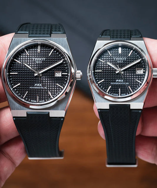 Bracelet Montre Delugs Caoutchouc CTS Noir pour Tissot PRX 40 mm