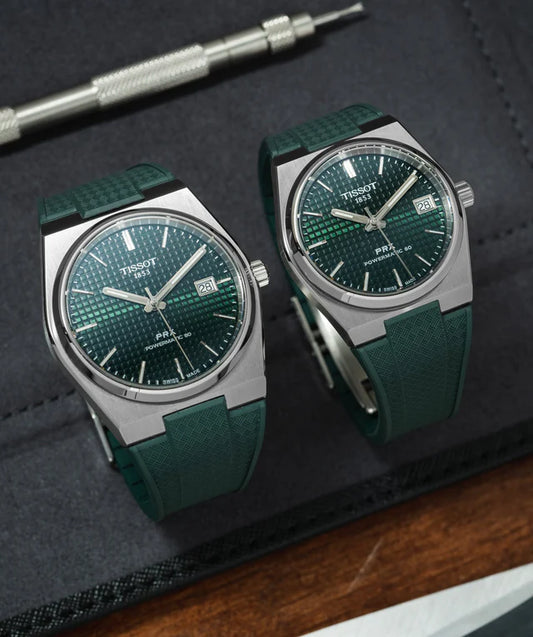 Bracelet Montre Delugs Caoutchouc CTS Vert Emeraude Tissot PRX 40 mm