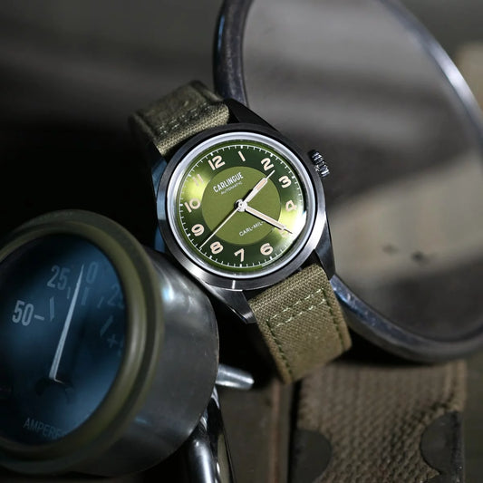 Montre CARLINGUE Military 01 - Vert & Vert Kaki CT-003-D