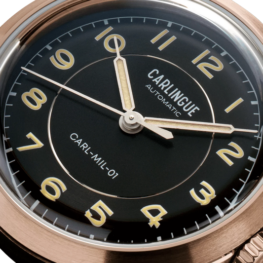 Montre CARLINGUE Military 01 Noir PVD Or Rose CT-003-B-RG
