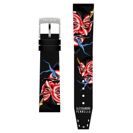 Bracelet Montre CARLINGUE cuir imprimé - Il Diavolo Tattoo X A. PENNELLA DIAVOLO20