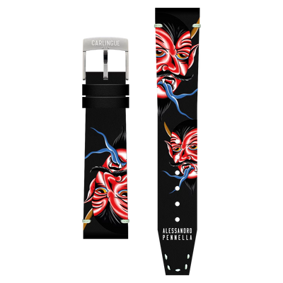 Image de Bracelet Montre CARLINGUE cuir imprimé - Il Diavolo Tattoo X A. PENNELLA DIAVOLO20