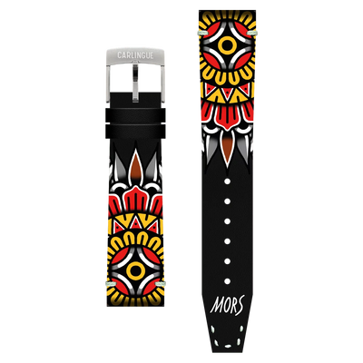 Image de Bracelet Montre CARLINGUE cuir imprimé - Mandala Tattoo X Mors MANDALA20