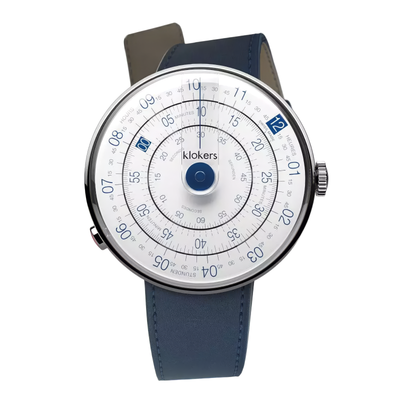 Image de Montre Klokers KLOK 01-D4 Ø44 Blanc & Bleu Heritage + Bracelet NATO Sable Offert