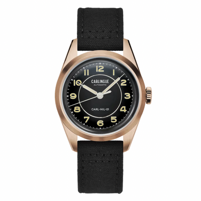 Image de Montre CARLINGUE Military 01 Noir PVD Or Rose CT-003-B-RG