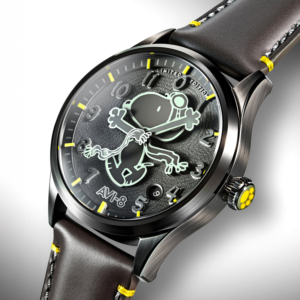 AVI-8 AV-4156-03 cadran gris Snoopy détail