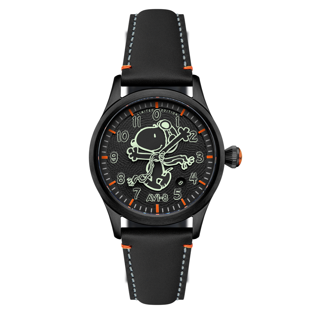 AVI-8 Flyboy Snoopy AV-4156-02 montre noire vue de face