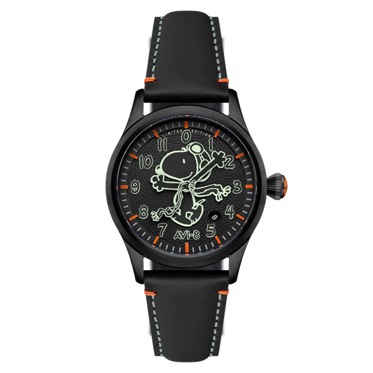AVI-8 Flyboy Snoopy AV-4156-02 montre noire vue de face