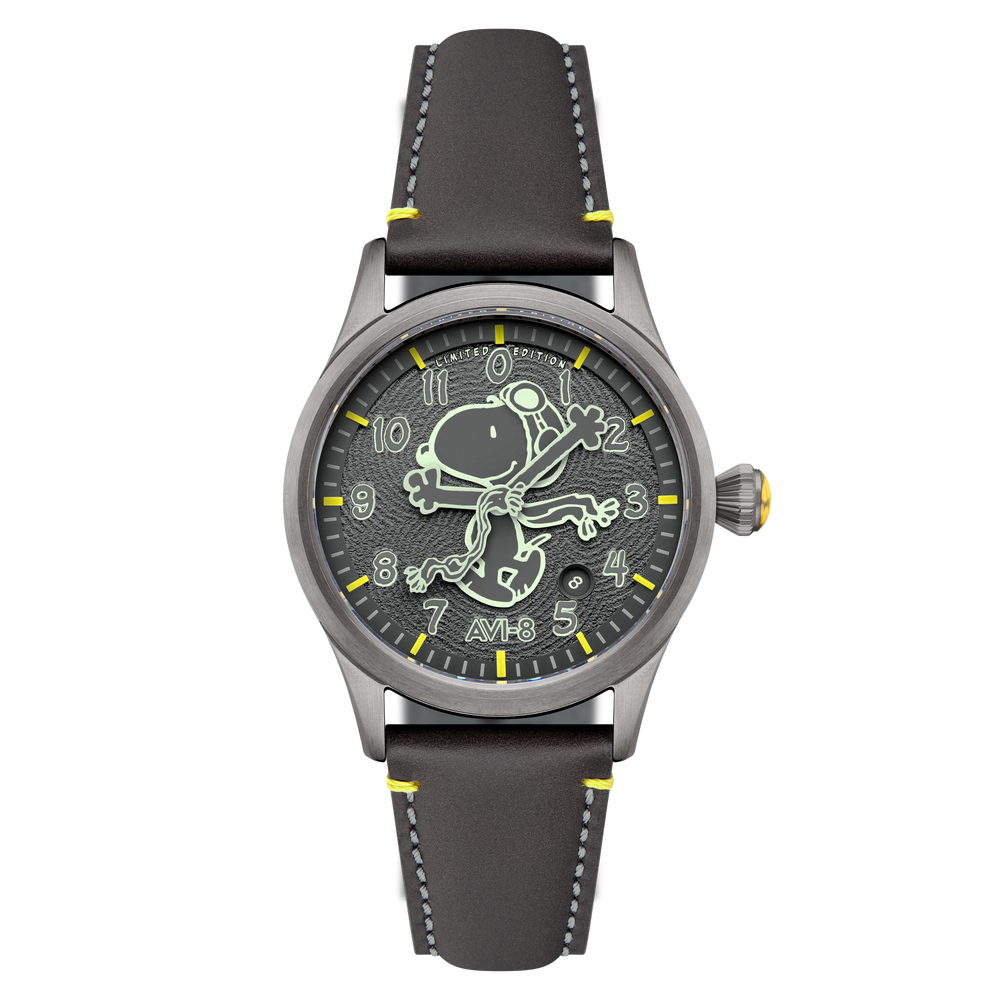 AVI-8 Flyboy Snoopy AV-4156-03 montre grise vue de face