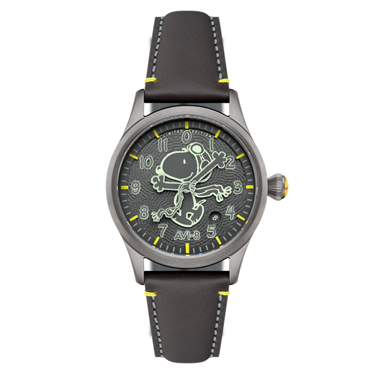 AVI-8 Flyboy Snoopy AV-4156-03 montre grise vue de face