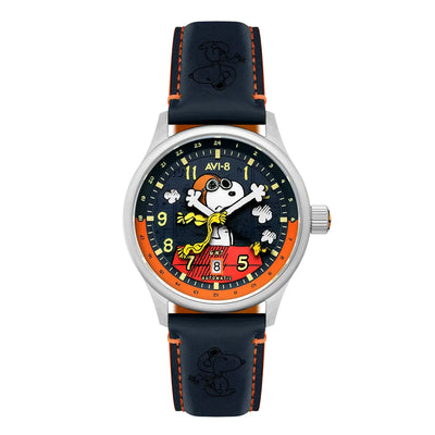 Image de Montre AVI-8 Hawker Hurricane Kent Peanuts Snoopy Flying GMT Sketchbook Blue AV-4136-02