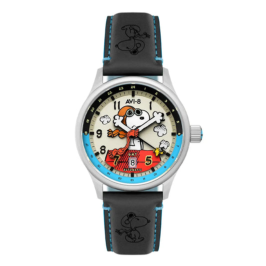Montre AVI-8 Hawker Hurricane Kent Peanuts Snoopy Flying GMT Cream Brigade AV-4136-03